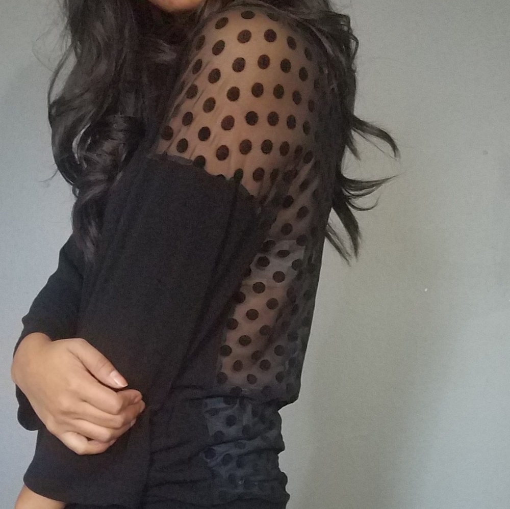 LE VIE EN POLKA DOTS JERSEY SWEATER TOP - Picture 5 of 5